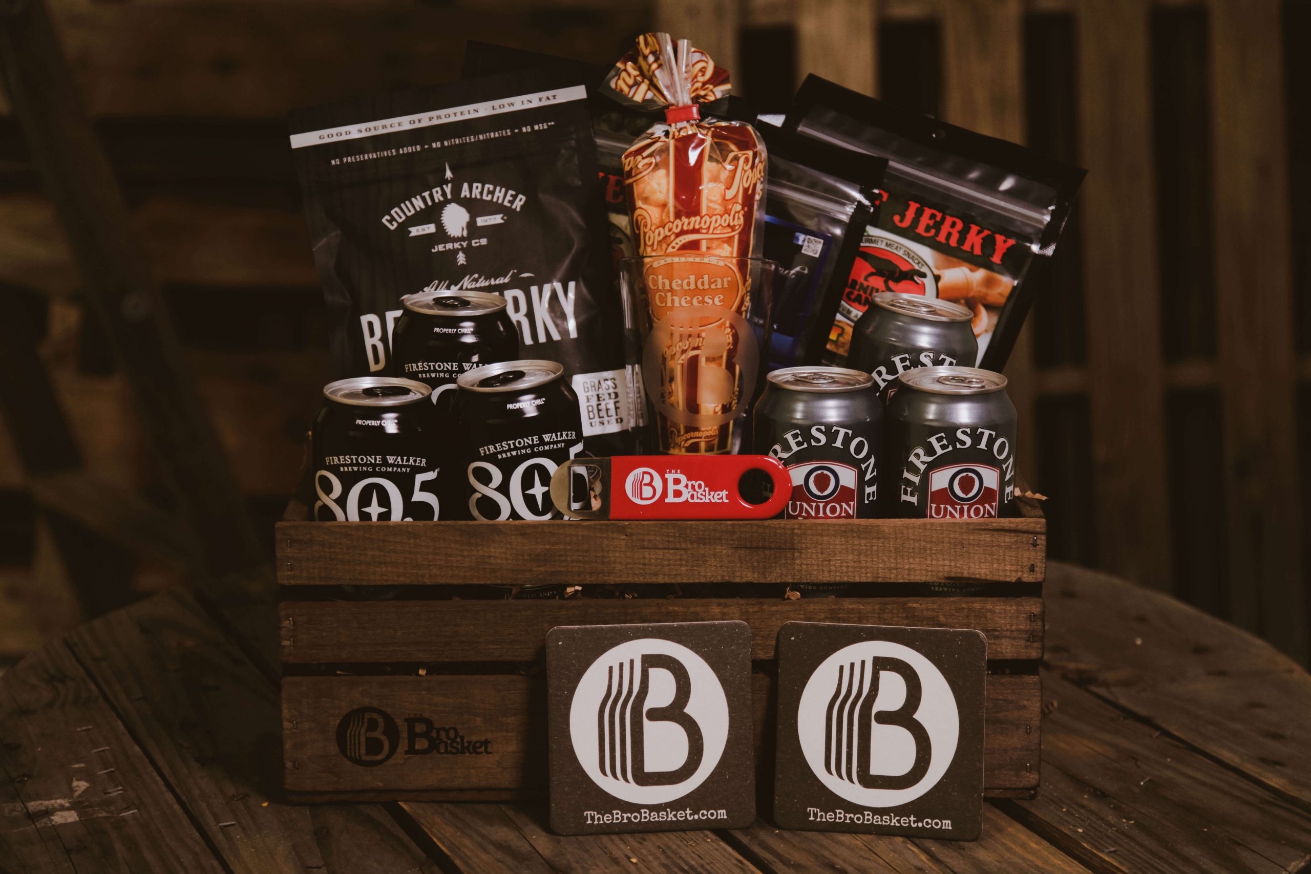 The Bro Basket Beer Beef Jerky Gift set for men
