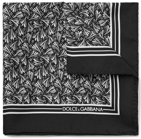 Dolce Gabbana Printed Silk Twill Pocket Square