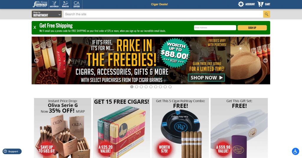 Famous Smoke Shop for cheap discount cigars that are high quality