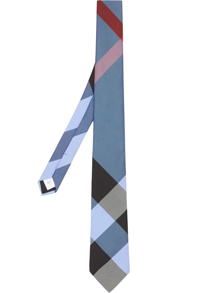 blue check burberry tie mens
