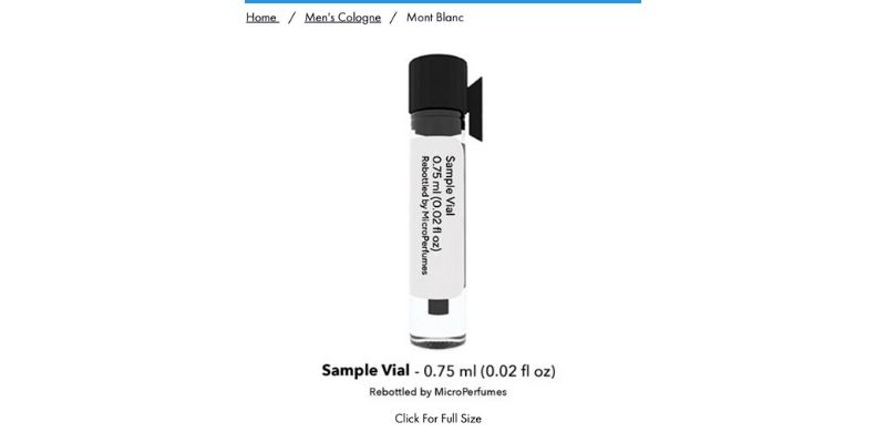 Sample vial microperfumes