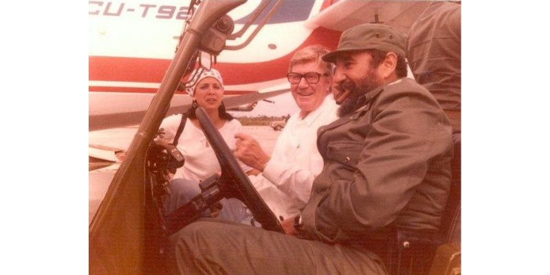 Fidel Castro enjoying a Cuban cigar. Again.