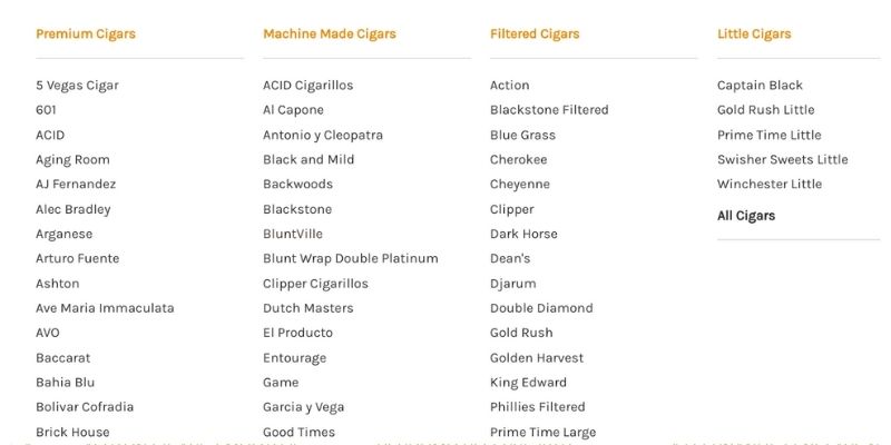 Gotham cigars categories
