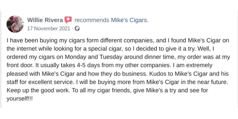 Mike's Cigars Facebook Review