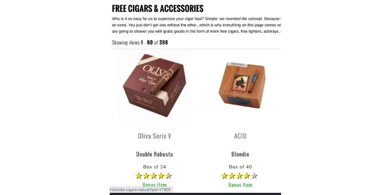 free cigars and accessories