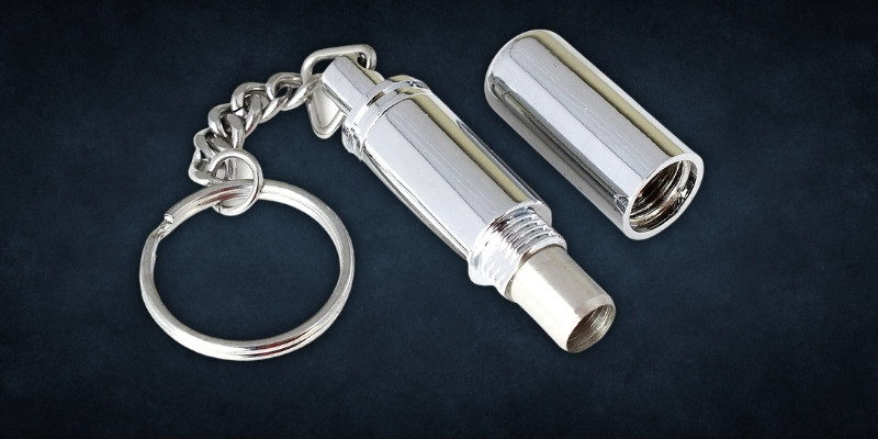 photo of polished silver cigar punch keychain