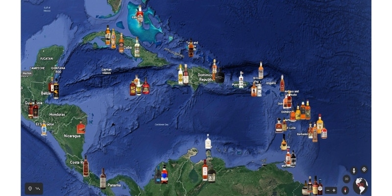 map of caribbean rum