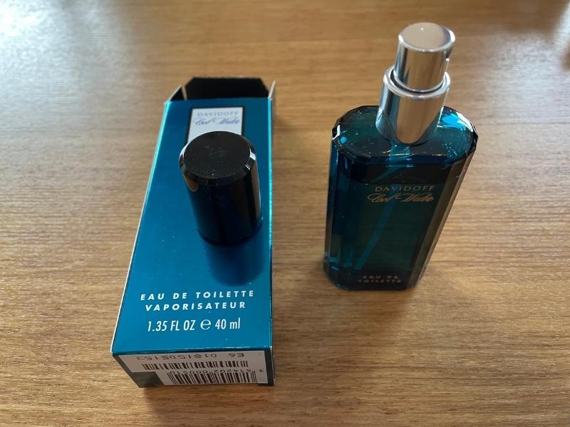 davidoff cool water with cap removed next to open box