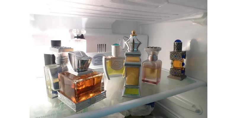 A freezer full of colognes
